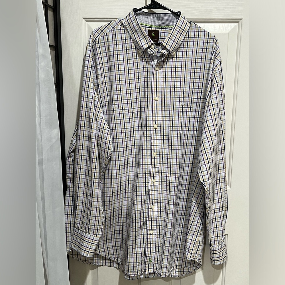 Tailorbyrd PLAID Shirt with Neon Green Logo MENS SIZE 3XLT